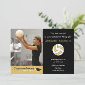 Black White en Golden Volleyball graduparty Kaart (Staand voorkant)
