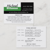 Black White en Green Corner RESUME Kaarten Visitekaartje (Voorkant / Achterkant)