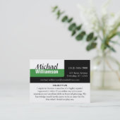 Black White en Green Corner RESUME Kaarten Visitekaartje (Staand voorkant)