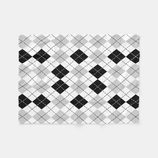 Black White en Grey Argyle Fleece Deken (Voorkant (Horizontaal))