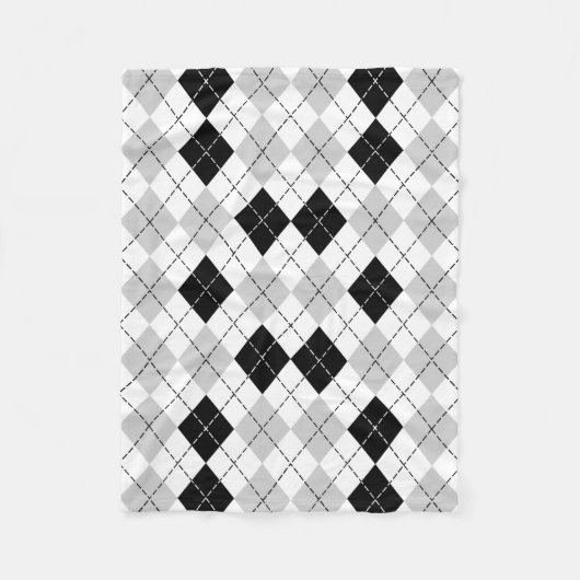 Black White en Grey Argyle Fleece Deken (Voorkant)