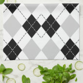 Black White en Grey Argyle Theedoek (Gevouwen)
