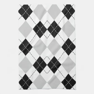 Black White en Grey Argyle Theedoek