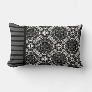 Black, White en Grey Ruffled Mandalas Pattern Kussen