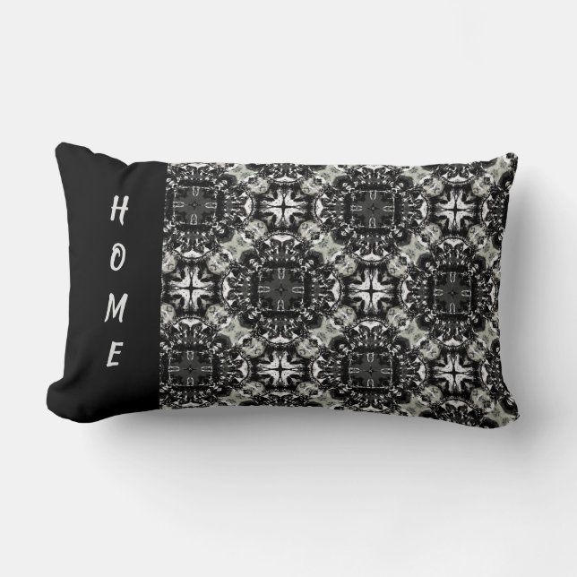 Black, White en Grey Ruffled Mandalas Pattern Kussen (Voorkant)