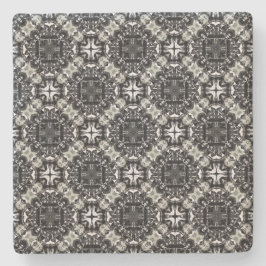 Black, White en Grey Ruffled Mandalas Pattern Stenen Onderzetter
