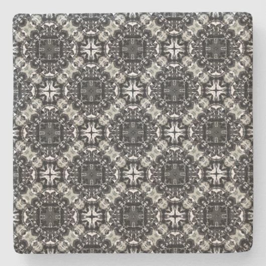 Black, White en Grey Ruffled Mandalas Pattern Stenen Onderzetter (Voorkant)