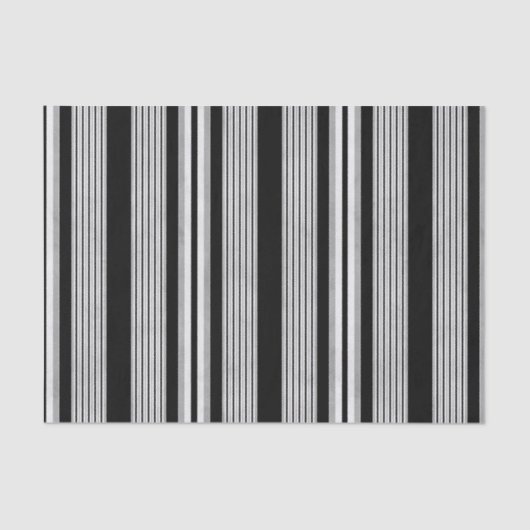 Black White en Grey Striped Pattern Tissuepapier (Voorkant)