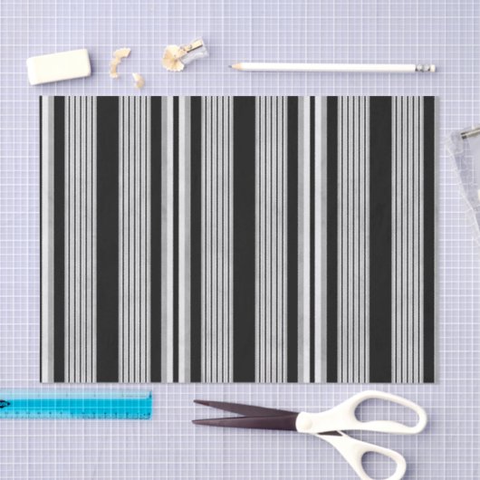 Black White en Grey Striped Pattern Tissuepapier (Craft)