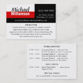 Black White en Red Corner RESUME-kaarten Visitekaartje (Voorkant / Achterkant)
