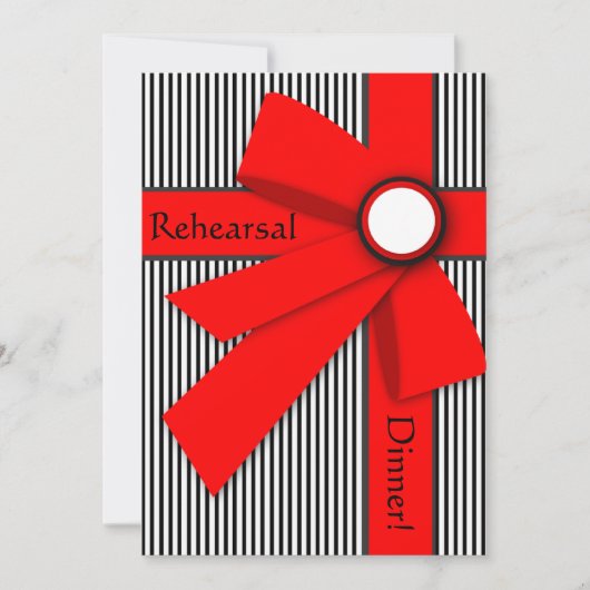 Black White en Red Gift Bow Rehearsal Kaart (Voorkant)