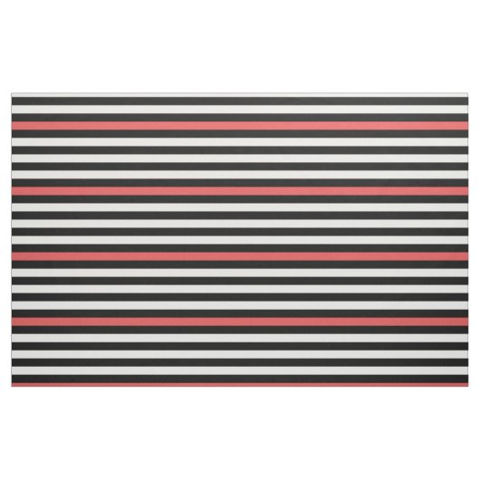 Black White en Red Striped Pattern Stof (Fat Quarter)