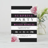 Black White en Roses Surprise Party Kaart (Staand voorkant)