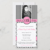Black, White en Roze Stripe Invite (Voorkant)