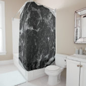 Black White en Silver Marble Modern Glam Trendy Douchegordijn (In situ)
