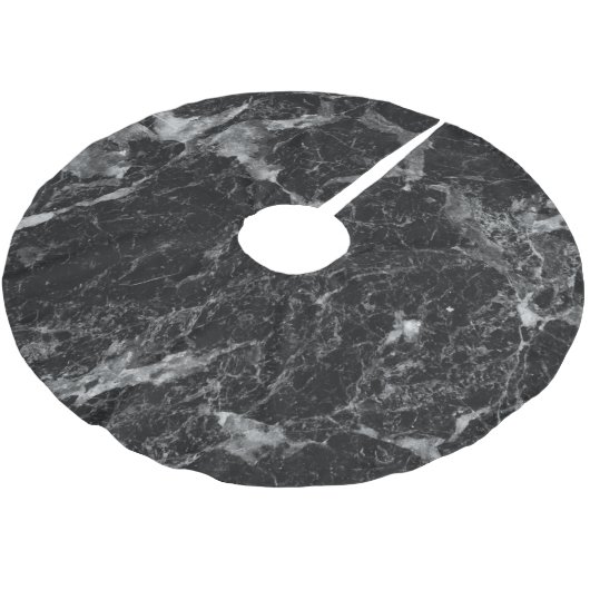 Black White en Silver Marble Modern Glam Trendy Kerstboom Rok (Gekanteld)