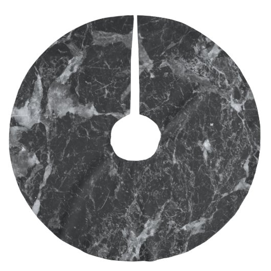 Black White en Silver Marble Modern Glam Trendy Kerstboom Rok (Voorkant)
