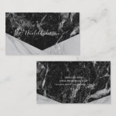 Black White en Silver Marble Modern Glam Trendy Visitekaartje (Voorkant / Achterkant)