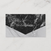 Black White en Silver Marble Modern Glam Trendy Visitekaartje (Voorkant)