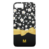 Black White en Yellow Flowers monogramed Case-Mate iPhone Case (Achterkant)