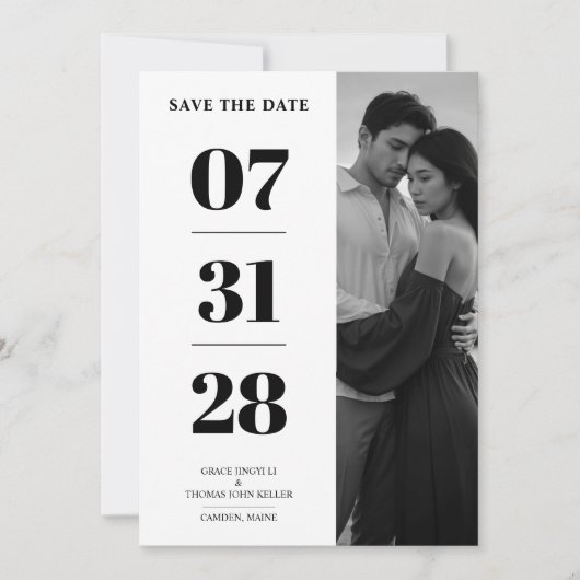 Black & White Enchanting and Delicate Simple Photo Save The Date (Voorkant)