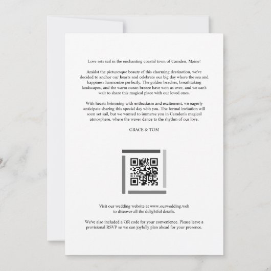 Black & White Enchanting and Delicate Simple Photo Save The Date (Achterkant)