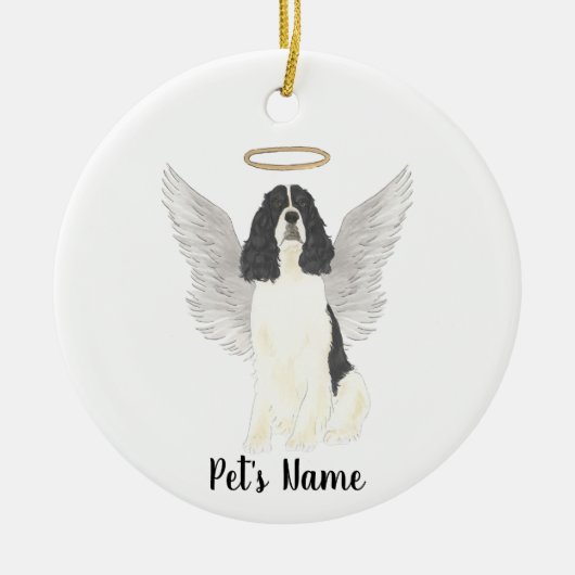 Black & White English Springer Spaniel Condoleance Keramisch Ornament (Voorkant)