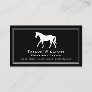 Black White Equine Riding Horse Trainer Visitekaartje