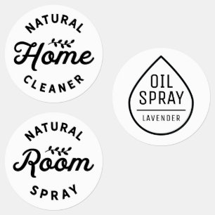 Black & White Essential Oil Spray Flessenetiketten Labels