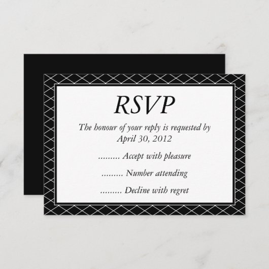 Black & White Event Reply, RSVP of Response Kaarte (Voorkant / Achterkant)