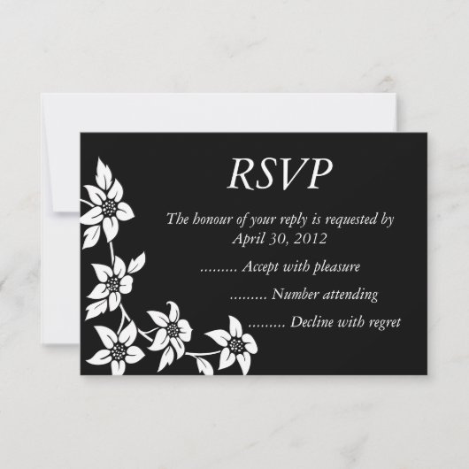 Black & White Event Reply, RSVP of Response Kaarte Kaartje (Voorkant)