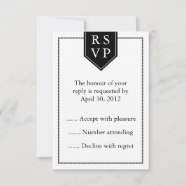 Black & White Event Reply, RSVP of Response Kaarte Kaartje