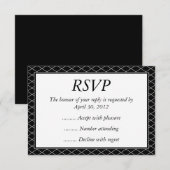 Black & White Event Reply, RSVP of Response Kaarte Kaartje (Voorkant / Achterkant)