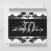 Black White Fabulous 40 40th Birthday Party Kaart (Voorkant)
