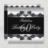 Black White Fabulous 60 60th Birthday Party Kaart (Voorkant / Achterkant)