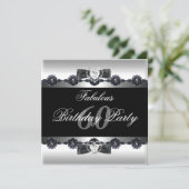 Black White Fabulous 60 60th Birthday Party Kaart (Staand voorkant)