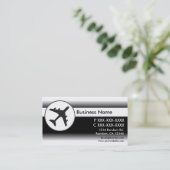 Black white fade Airplane op maat visitekaartjes (Staand voorkant)