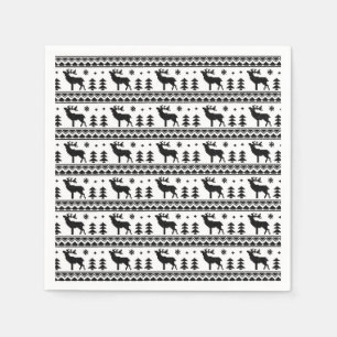 Black White Fair Isle-kerstkeukenpatroon Servet