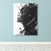 Black & White Fantasy Woman Portrait – Elegant Abs Canvas Afdruk (Insitu (Houten vloer))