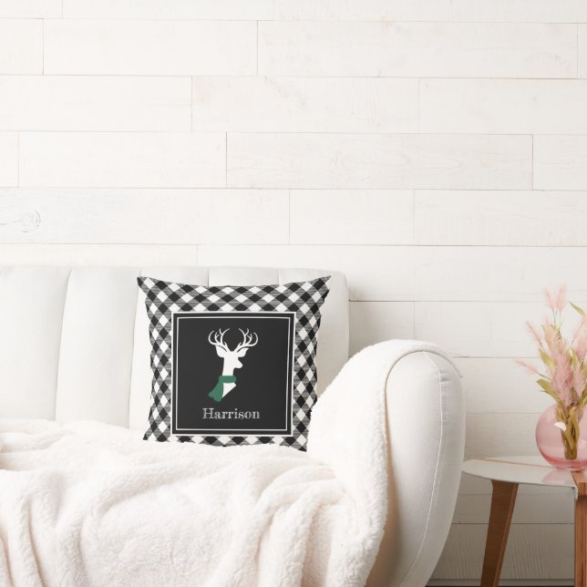 Black White Farmhouse Pset Chic Deer - persoonlijk Kussen (Bank)