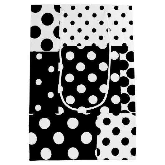 Black White Fashion Polka Dots Style Design  Medium Cadeauzakje (Achterkant)