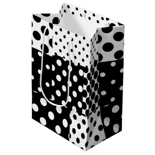 Black White Fashion Polka Dots Style Design  Medium Cadeauzakje