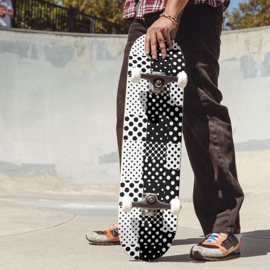 Black White Fashion Polka Dots Style Design  Persoonlijk Skateboard