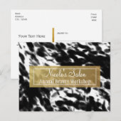 Black White & Faux Gold Chic Salon Event Briefkaar Briefkaart (Voorkant / Achterkant)