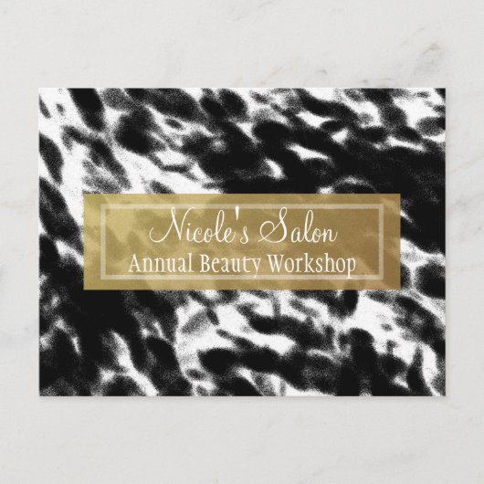 Black White & Faux Gold Chic Salon Event Briefkaar Briefkaart (Voorkant)