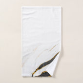 Black White Faux Gold Foil Marble Pattered Bad Handdoek (Handdoek)