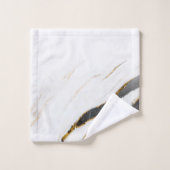 Black White Faux Gold Foil Marble Pattered Bad Handdoek (Wasdoekje)