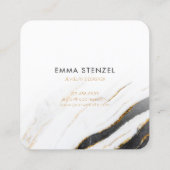 Black White Faux Gold Foil marmer Vierkante Visitekaartje (Achterkant)