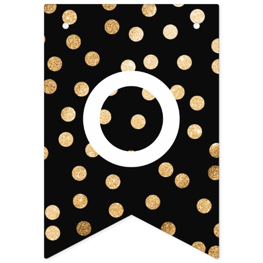 Black White Faux Gold Glitter-Stippen gefeliciteer Vlaggetjes (Tweede vlag)