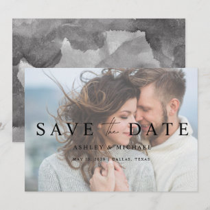 Black & White Faux Vellum Overlay Photo Wedding Save The Date